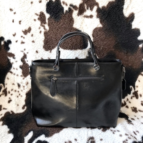 Heshe Handbags - Classic Black Faux Leather Tote Bag With Removable Strap